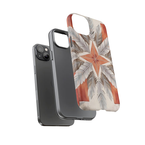 Silver Feather Compass - Impact Resistant Phone Case